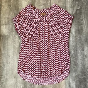 Patterned Button Down Blouse